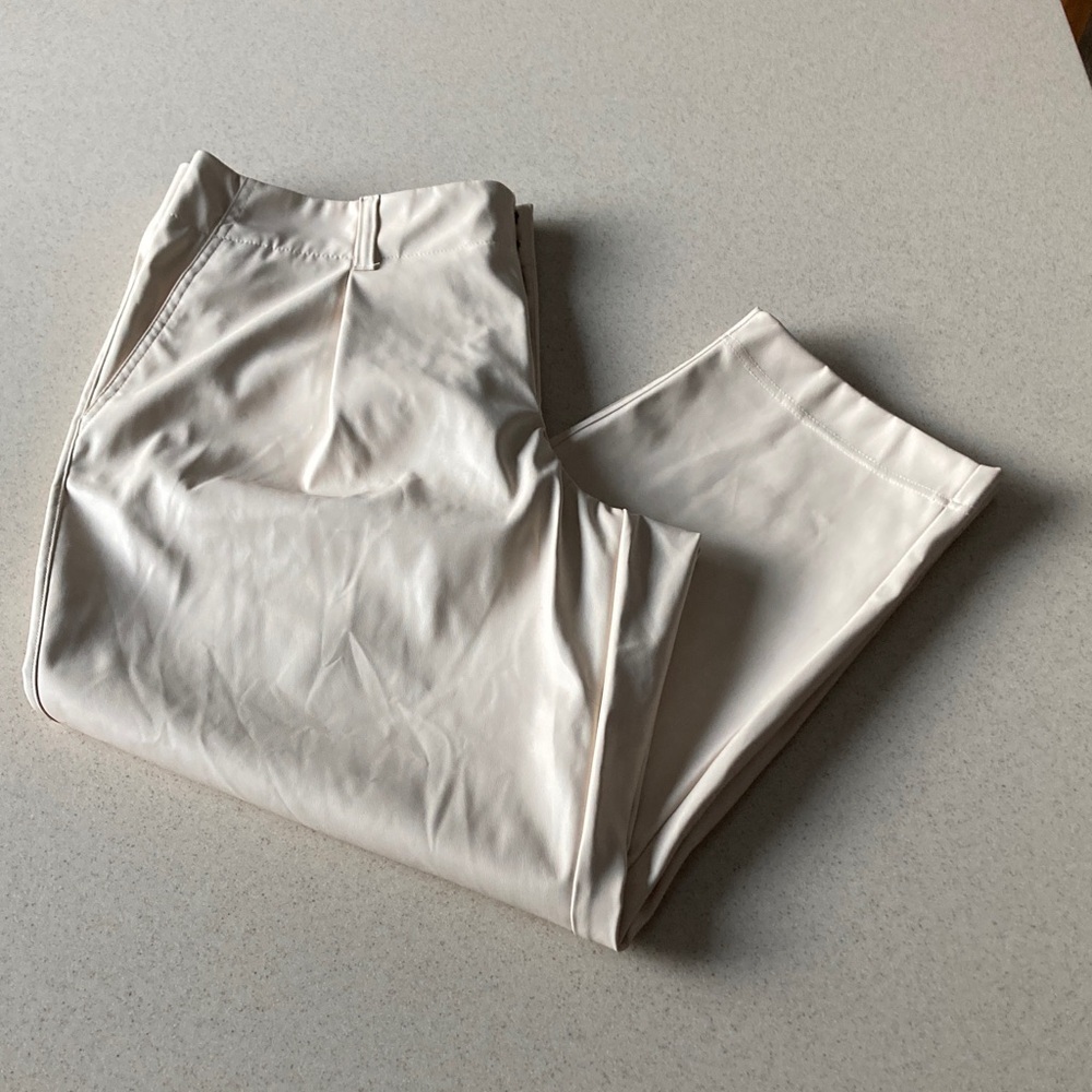 a new day Pleated Faux Leather Pants Women Size 18 Cream